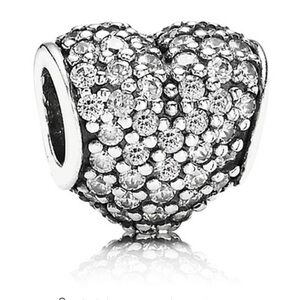 Authentic Retired Pandora Pave Heart Charm Clear CZ